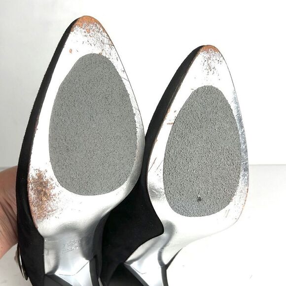 CHARLES JOURDAN Paris Black Suede Heels US 9,5-10 - Picture 12 of 15